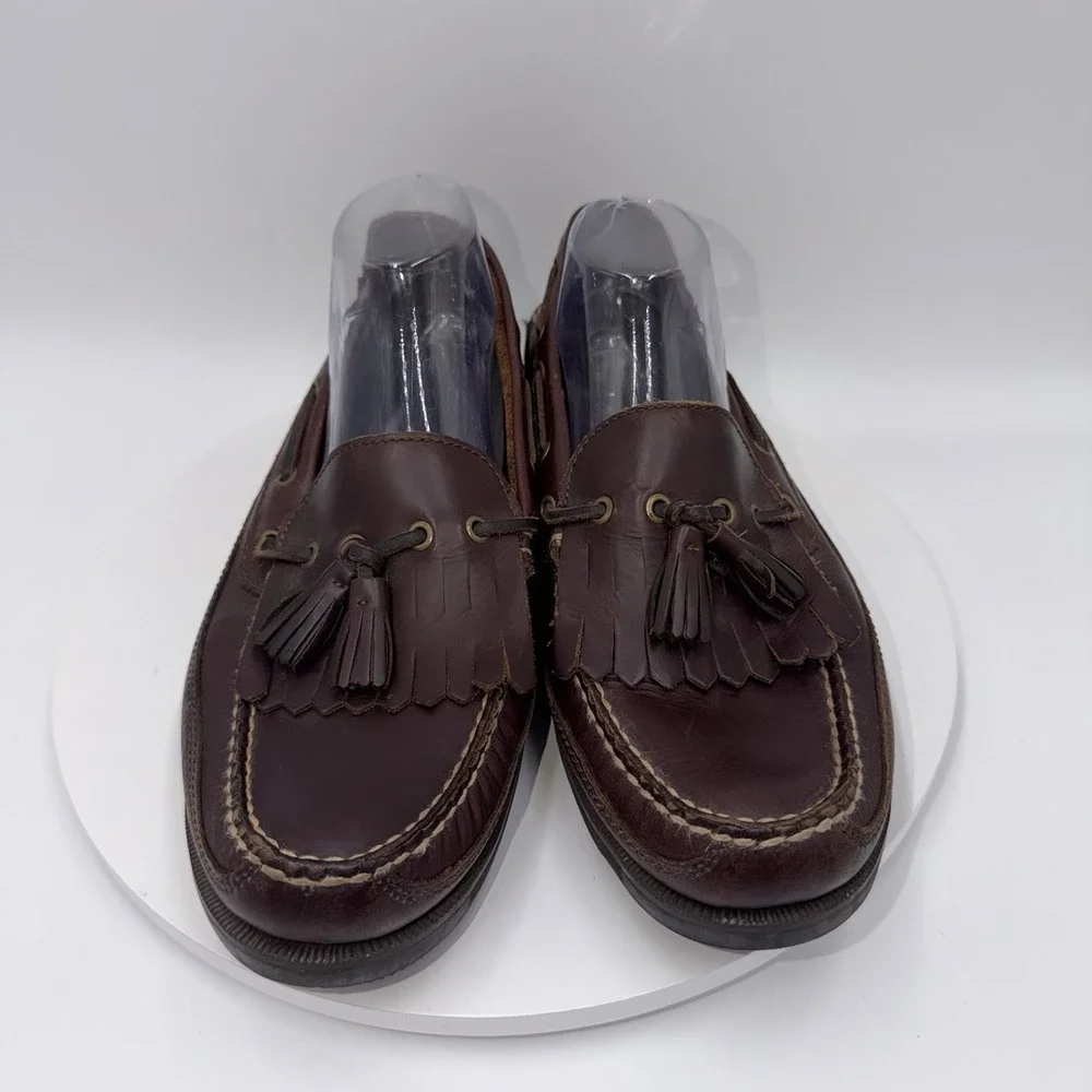 Bass Henry Brown VTG Leather Kiltie Tassel Loafers Boat Deck Shoes Mens Size 12